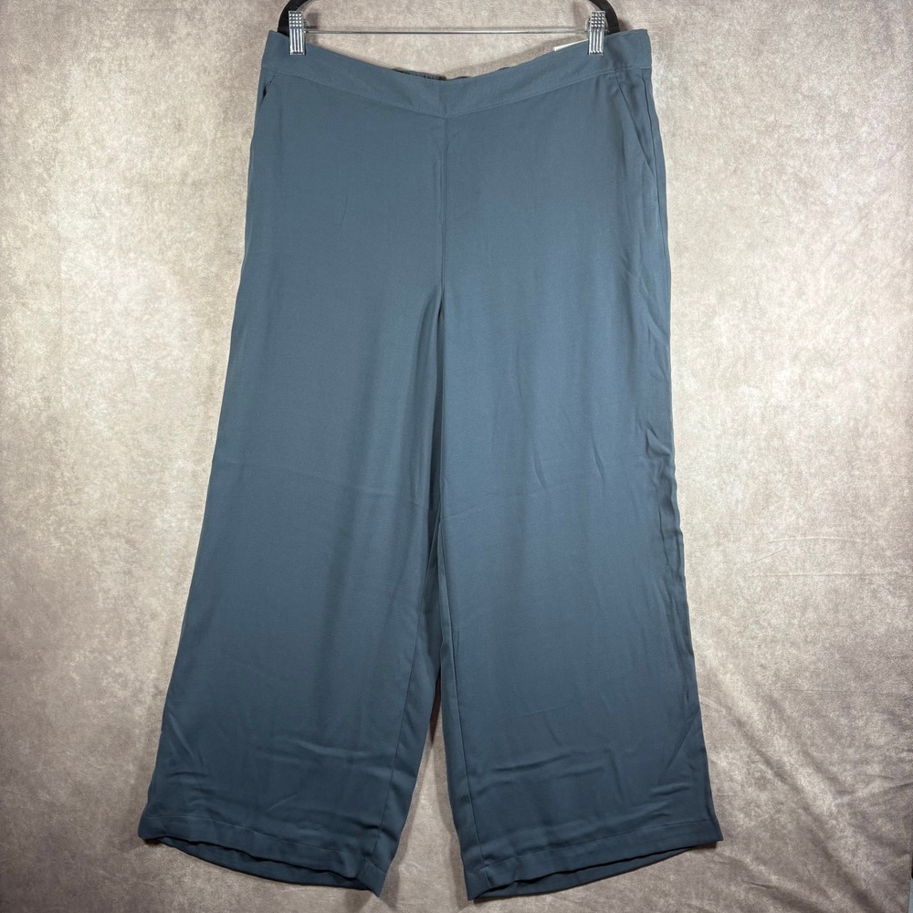 Loft‎ Pants Womens Size XL Blue Wide Leg High Rise Elastic Back Career Work NWT